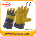 Artificial Leather Stripe Back Pasted Cuf Vinyl Industrial Safety Work Gloves (41014)